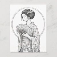 Japanische Schönheit mit Faltfächer