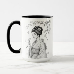 Japanische Schönheit mit Schmetterlingen Tasse