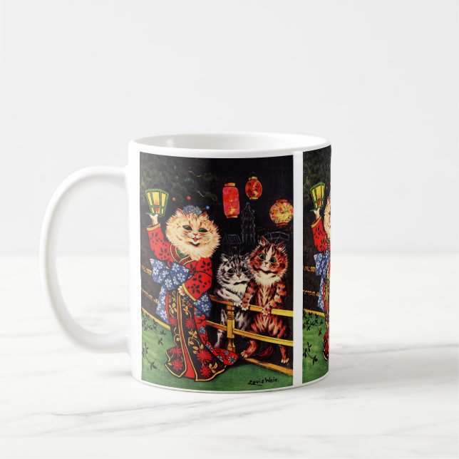 Japanische Schönheitskatze von Louis Wain Kaffeetasse (Links)