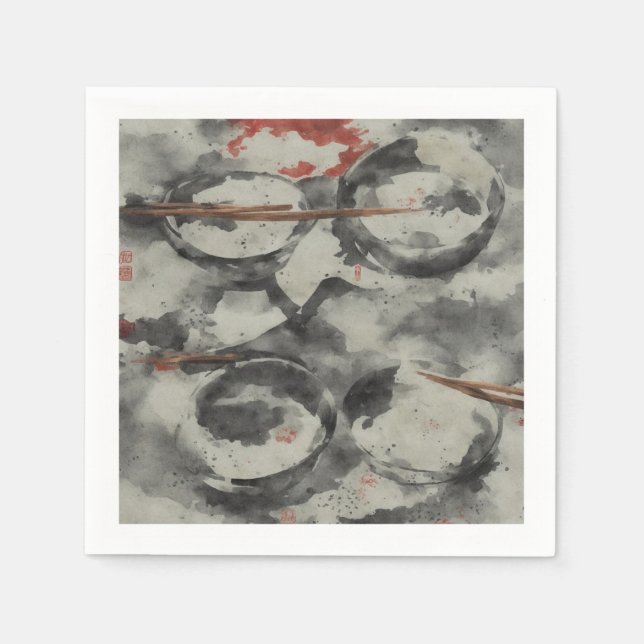 Japanische Schüsseln Serviette (Vorderseite)