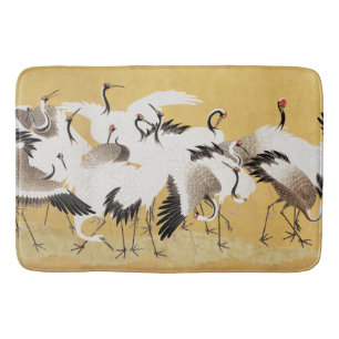 Japanische Schwarmkraniche Vintage-Vogel Reich Kla Badematte