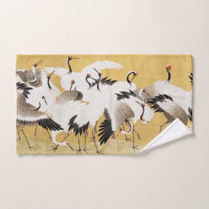 Japanische Schwarmkraniche Vintage-Vogel Reich Kla Badhandtuch Set