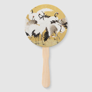 Japanische Schwarmkraniche Vintage-Vogel Reich Kla Fächer