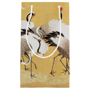 Japanische Schwarmkraniche Vintage-Vogel Reich Kla Kleine Geschenktüte