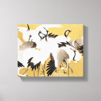 Japanische Schwarmkraniche Vintage-Vogel Reich Kla