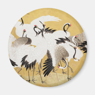Japanische Schwarmkraniche Vintage-Vogel Reich Kla Magnet