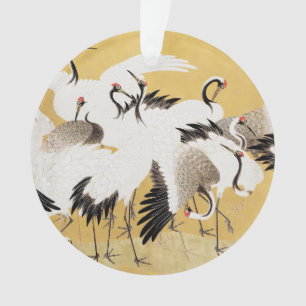 Japanische Schwarmkraniche Vintage-Vogel Reich Kla Ornament