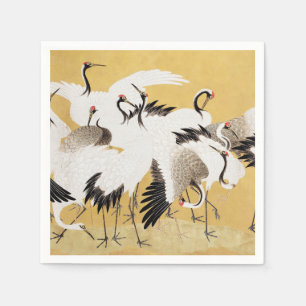 Japanische Schwarmkraniche Vintage-Vogel Reich Kla Serviette