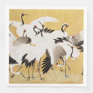 Japanische Schwarmkraniche Vintage-Vogel Reich Kla Serviette