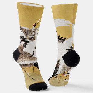 Japanische Schwarmkraniche Vintage Vogel Reich Kla Socken