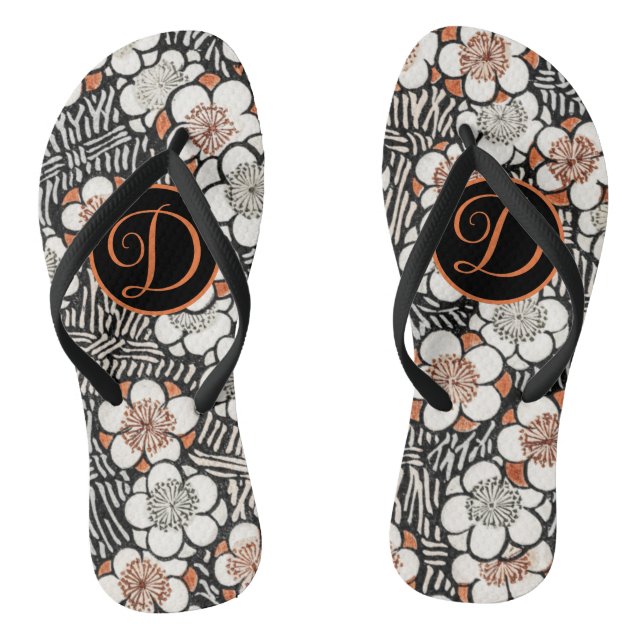 Japanische Schwarz-Rot-Flora-Muster Flip Flops (Fußbett)