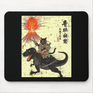 Japanische schwarze Katze auf Trex lustige Ukiyo-e Mousepad