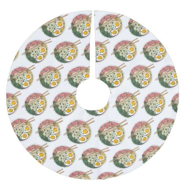 Japanische Schweinefleisch Ramen Noodle Soup Feins Polyester Weihnachtsbaumdecke (Vorderseite)