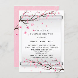 Japanische Scroll Cherry Blossom Tree Couples Dusc Einladung
