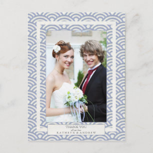Japanische Seigaiha Hochzeit Danke/Selbstfoto Postkarte