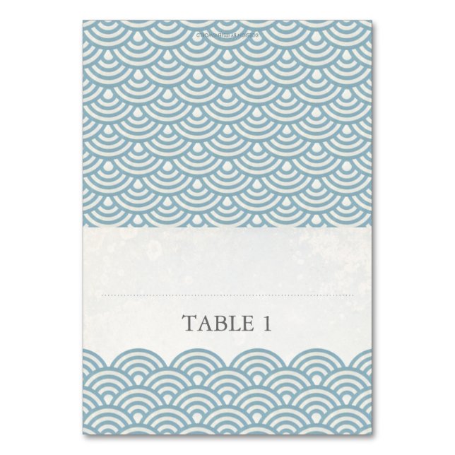 Japanische Seigaiha-Platzkarte Tischnummer (Vorderseite)