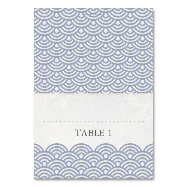 Japanische Seigaiha-Platzkarte Tischnummer (Vorderseite)