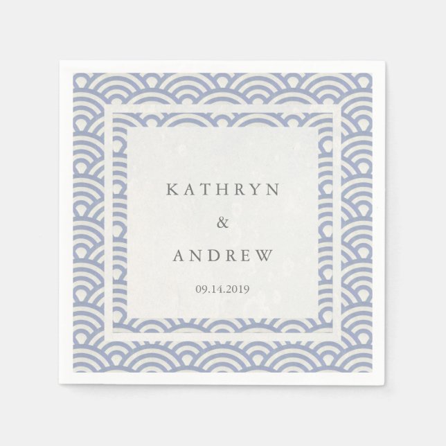 Japanische Seigaiha Waves Elegant Soft Lila Serviette (Vorderseite)