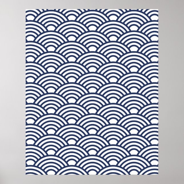 Japanische Seigaiha Waves Poster (Vorne)