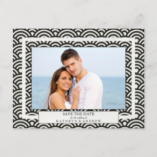 Japanische Seigaiha Waves Save the Date Fotografie Ankündigungspostkarte