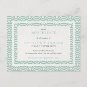 Japanische Seigaiha Waves Save the Date kein Foto Ankündigungspostkarte