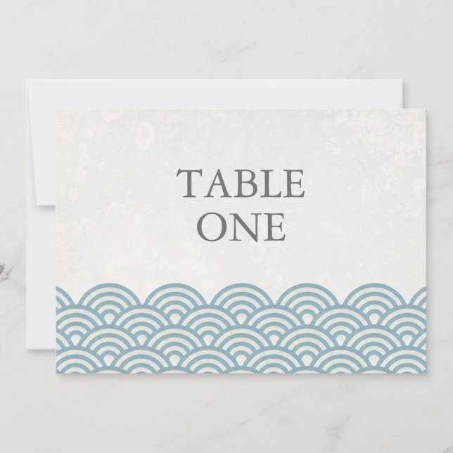 Japanische Seigha Stilisierte Waves Große Tischnum Einladung (Vorderseite)