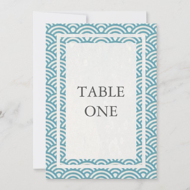 Japanische Seigha Stilisierte Waves Große Tischnum Einladung (Vorderseite)