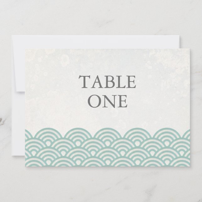 Japanische Seigha Stilisierte Waves Große Tischnum Einladung (Vorderseite)
