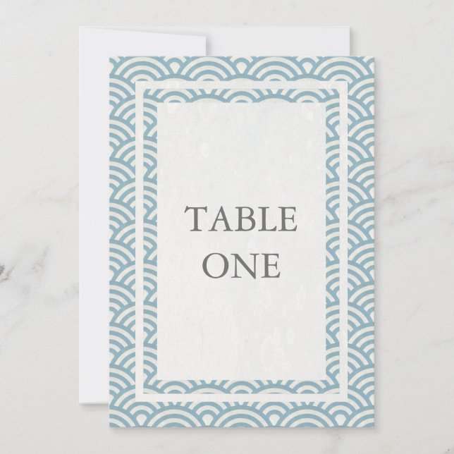 Japanische Seigha Stilisierte Waves Große Tischnum Einladung (Vorderseite)