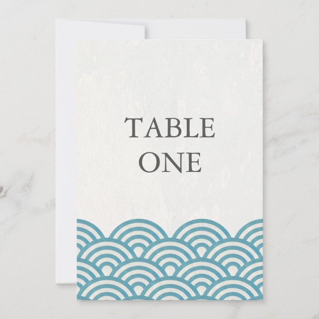 Japanische Seigha Stilisierte Waves Große Tischnum Einladung (Vorderseite)