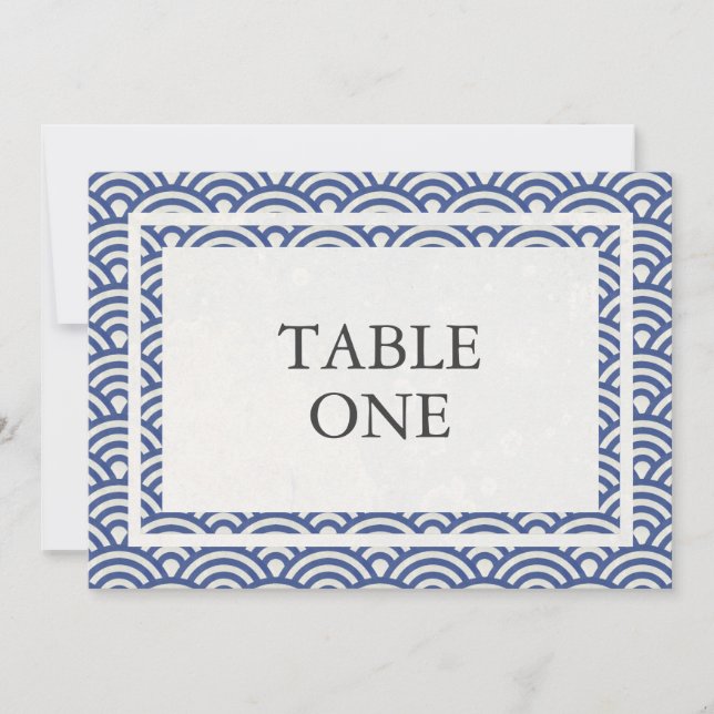 Japanische Seigha Stilisierte Waves Große Tischnum Einladung (Vorderseite)