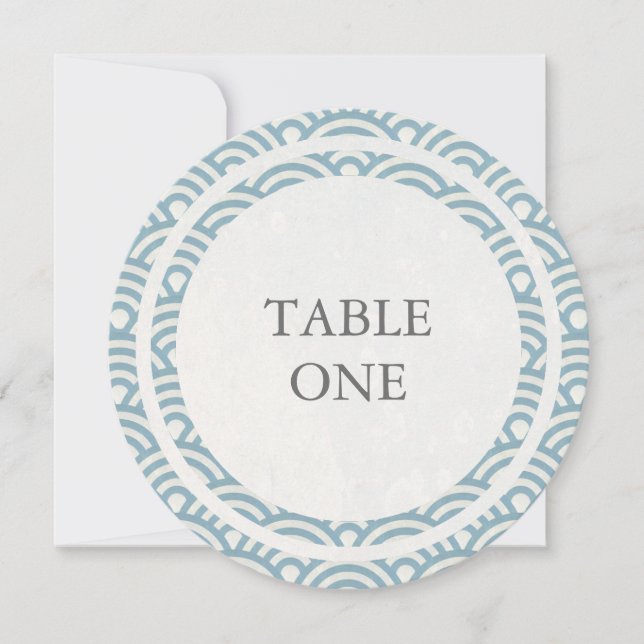 Japanische Seigha Stylisierte Waves Round-Tischnum Einladung (Vorderseite)