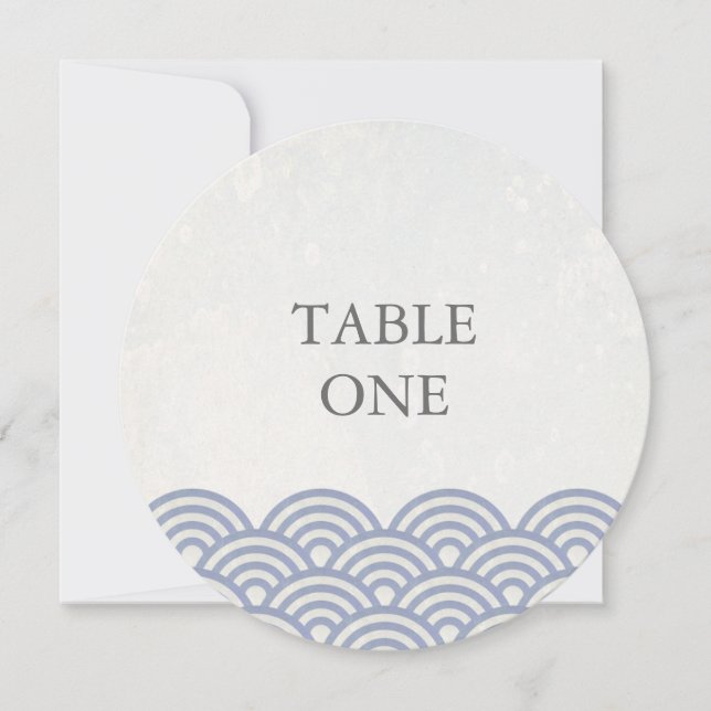 Japanische Seigha Stylisierte Waves Round-Tischnum Einladung (Vorderseite)