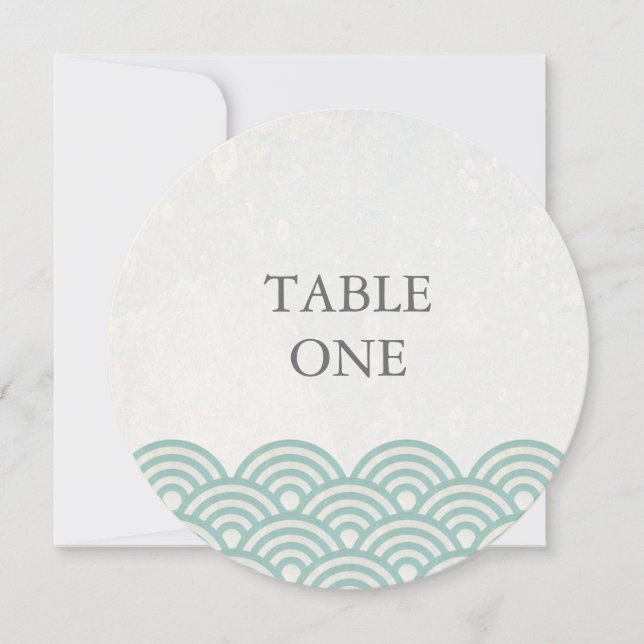 Japanische Seigha Stylisierte Waves Round-Tischnum Einladung (Vorderseite)