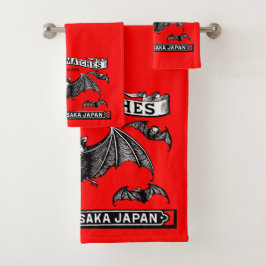 Japanische Sicherheitsmatten Art Bats Badhandtuch Set