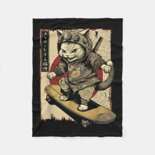 Japanische Skateboard Samurai Cat Tattoo Kawaii Ni Fleecedecke