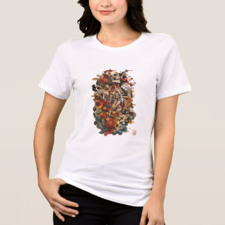 Japanische Skelett-Kunst | Gotische florale Schäde Tri-Blend Shirt