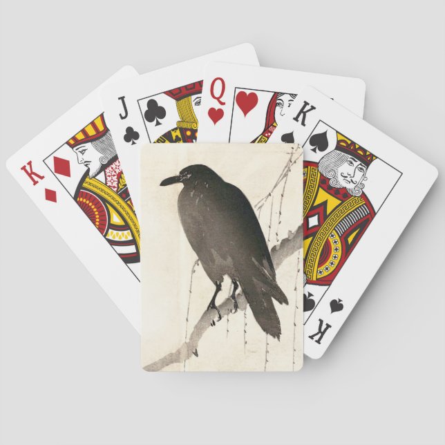 Japanische Skizze eines Raben Spielkarten (Rückseite)