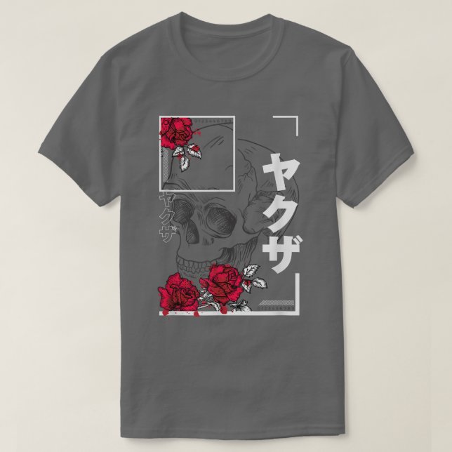 Japanische Skull-Rose Pastel Goth Alt Bekleidung G T-Shirt (Design vorne)