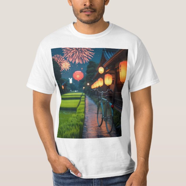 Japanische Sommernacht Feuerfestspiele T - Shirt (Vorderseite)