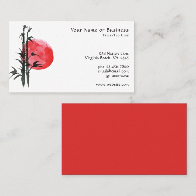 Japanische Sonne und Bamboo Visitenkarte (Vorne/Hinten)