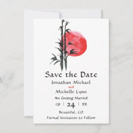 Japanische Sonne und Bambus-Hochzeit speichern das Save The Date