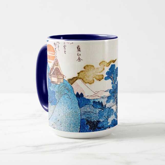 Japanische Sonnenaufgangslandschaft, Kuniyoshi, Uk Tasse (Vorderseite Links)