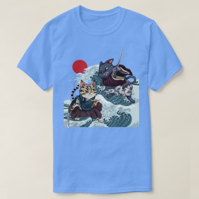 Japanische Sonnengrunge Samurai Mask anime cat jap T-Shirt (Design vorne)