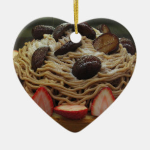 Japanische Spaghetti & Erdbeerkuchen Keramik Ornament
