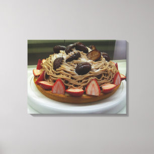 Japanische Spaghetti & Erdbeerkuchen Leinwanddruck
