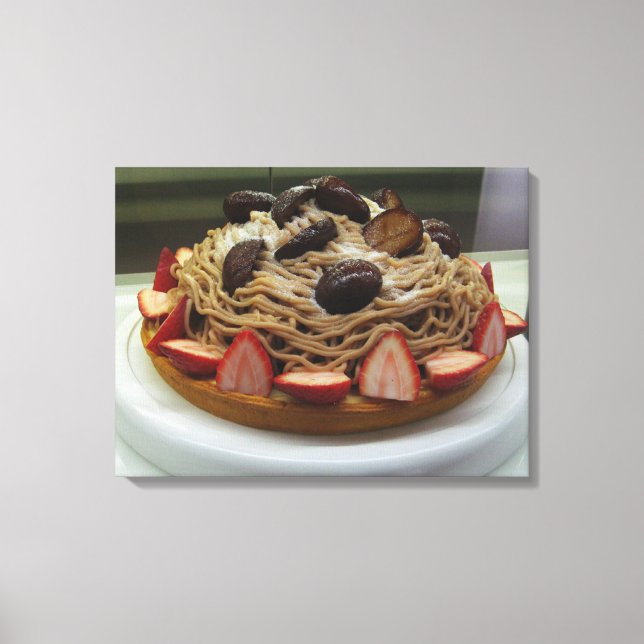 Japanische Spaghetti & Erdbeerkuchen Leinwanddruck (Vorderseite)