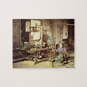 Japanische spinnende Frauen, c.1890 (Hand-farbiges Puzzle