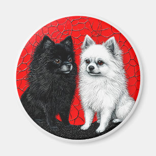 Japanische Spitz-Hunde Magnet