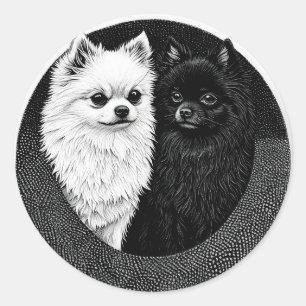 Japanische Spitzhunde Runder Aufkleber